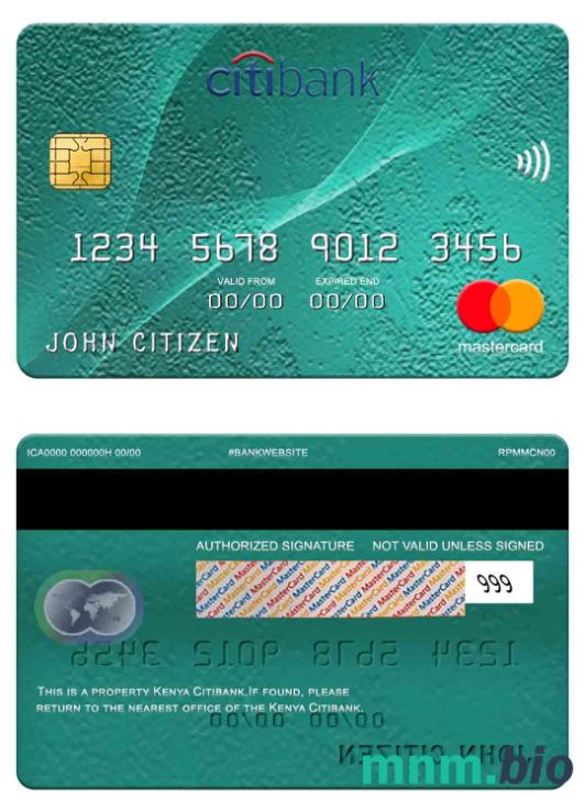 Kenya Citibank przykład karty mastercard w formacie PSD